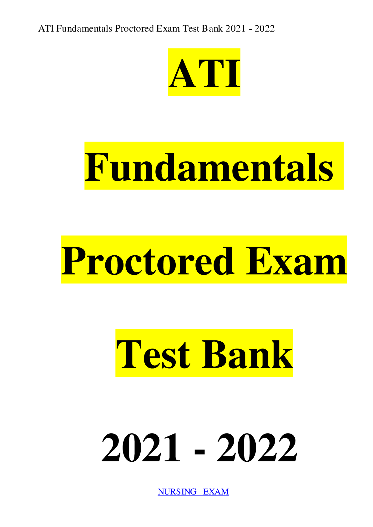 Preview image for ATI PN FUNDAMENTALS TEST BANK-UPDATED FOR 2023 EXAM PROCTORED